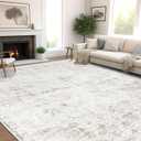 Washable 9x12 Area Rug for Living Room, Vintage Floral Rug Soft Non Slip Stain Resistant Boho Carpet for Bedroom Dinning Room Home Office Beige New