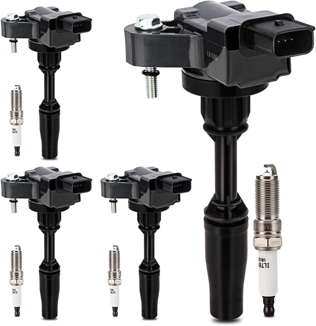 UF680 Ignition Coil & LTR6GP8 Double Iridium Spark Plug For Buick Envision Regal Regal Sportback Regal TourX/Cadillac ATS CT6 CTS/Chevy Camaro Equinox Malibu Traverse/GMC Terrain 2.0L I4 GN10682 C1827