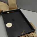 EDHAS Acacia Wood Rectangle Black Serving Tray for Breakfast Dinner Drinks Kitchen Dining Living Bathroom with Handle (15" x 10" x 1.6")