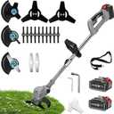 Weed Wacker Cordless String Trimmer with 2x2.0Ah Battery Powered | 21V Electric 3In1 Lightweight Weed Eater, Adjustable Telescopic Shaft, Fast Charging for Lawn/Garden/Yard