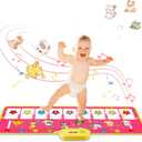 Floor Piano Mat for Toddlers, M SANMERSEN Kids Sensory Educational Dancing Keyboard Musical Mat, Animal Touch Play mat, Toddler Toys for 1 2 3 Year Old Girl Gifts (Pink)