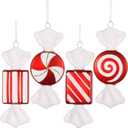 Vickerman 6" Red-White Candy Christmas Ornament - 4 per Set - Reliable and Ready to Hang - Candy Ornaments - Holiday Decor - Christmas Ornaments - Fun Holiday Decor