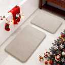 Yimobra Memory Foam Bathroom Rugs Sets 2 Piece - Super Soft Absorbent Quick Dry Bath Mat Set, Machine Washable Non Slip Floor Carpet for Tub Shower & Single Sink (17x24 & 31.5x20 Inch, Beige)