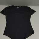 SUUKSESS Women Crew Neck Short Sleeve Thong Bodysuit Shirts Basic Top (Small, 01 Black)