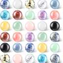 30 Pieces Gemstone Chakra Sphere Balls Crystal Stones 16 mm Assorted Mini Natural Quartz Sphere Collection Polished Hand Carved Crystal Ball Bead Bulk for Witchcraft Meditation Reiki Balancing Decor