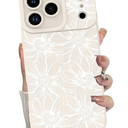 MZELQ for iPhone 17 Pro Case 2025 Case, Silicone Sunflower Floral Flower Cute Pattern, Camera Protection Soft Slim Shockproof for Girls Women -White