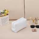 DYSHAYEN Waffle Makeup Pouch Bag, Small Travel Cosmetic Bag, Gifts for Women Bridesmaid,Wedding,Christmas (White)