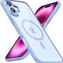 for iPhone 16 Plus Case Clear Mag Safe, Ultra Thin Slim Cover Magnetic Compatible with Magsafe Phone Case for Women Men Girl, Cute Soft TPU Silicone & Transparent Hard Plastic, Light Blue