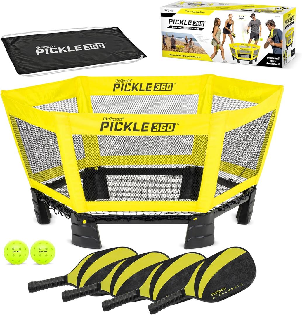 GoSports Pickle 360 Game Set  Pickleball Without a Court  Outdoor Lawn, Beach, and Backyard Paddle Ball Game
