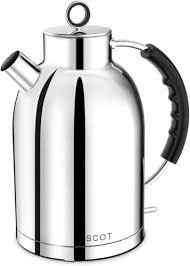 Electric Kettle ASCOT, Tea Kettle Hot Water Kettle Stainless Steel Kettle 1.5L 1500W Retro Tea Heater & Boiling Water, Auto Shut-Off and Boil-Dry Protection