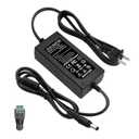 12V 5A Power Adapter 60W AC/DC Converter Suitable for LED Strips, Surveillance Cameras, CCTV CameraMini Fan and Computer Monitors. Features a 5.5x2.5mm Connector and a 2.1mm Plug.