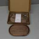 Mini Serving Trays for Parties, Small Decorative Tray for TeaCoffee, Oval Wooden Plates for Serving Food for AppetizerVegetables for Bathroom 7.8"4.6" (Walnut, Set of 2)