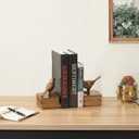 MyGift Gold Bird Bookends Decorative for Heavy Books, Brass Book Ends for Shelves, Vintage Resin Bookends, 1 Pair