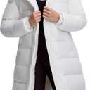 Pioneer Camp Women's Thickened Long Down Jacket 650+ Fill Power Puffer Jacket Winter Coat Parka Jacket with Hood (Large, White)