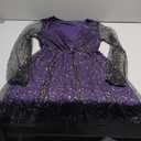 Floerns Women's Lantern Long Sleeve V Neck Mesh Cocktail Party Short Dress Without Belt (Purple Glitter) Small