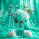 HappyFiller 4400 PCS Teal Tiny Acrylic Beads Gemstone Party Confetti Table Scatters Gems 7mm for Vase Filler,Floral Arrangement,Bridal Shower Decoration,Home Centerpieces,Candle Display