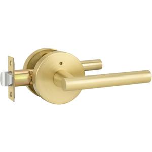 Goldenwarm Gold Privacy Door Handle, Heavy Duty Zinc Alloy Interior Door Handles, Interior Brushed Gold Door Lever for Bedroom, Bathroom, 1 Pack