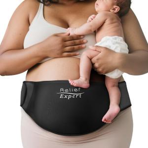 Relief Expert C-Section Hot & Cold Therapy Belly Binder  Reusable Solid Gel Ice Pack with Soft Lycra Cover, Adjustable Abdominal Wrap for Post-Op Recovery and Kicks Protection-Black