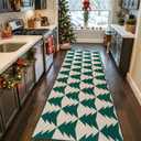 jinchan Christmas Runner Rug 3x8 for Kitchen Holiday Rug for Hallway Kitchen Green Christmas Tree Printed Winter Xmas Decor Washable Runner for Entryway Bedroom Non-Slip