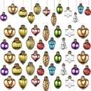 Glimin 48 Pcs Vintage Christmas Ornaments 2-2.4 Inch Neutral Glass Christmas Pinecone Antique Decorations Mini Retro Balls Ornaments for Xmas Tree Farmhouse Decoration (Multicolor) (Multicolor)
