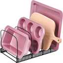 Toplife 10+ Bakeware Organizer Rack for Kitchen Bakeware, Cookware, Dinnerware, Cutting Boards, Plates, Pot and Pan Lids (Black)