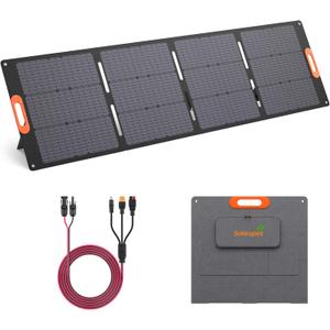 Solarapex 200W Portable Solar Panel, IP67 Waterproof ETFE One-Piece Lamination, 23.5% Efficiency Foldable Charger, USB/Type-C/MC4/XT60/DC8020/Anderson Output or High-Capacity Portable Power Station