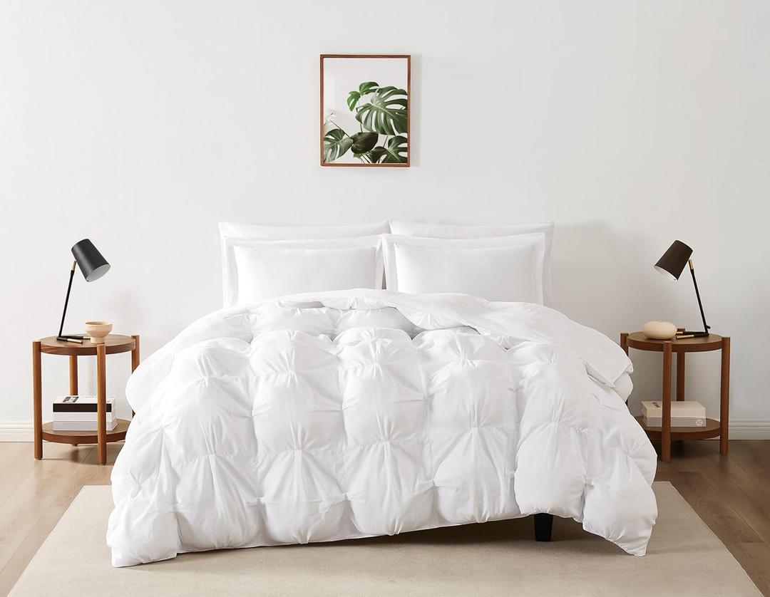 TRULY SOFT Cloud Puffer White Microfiber 3-Piece Full/Queen Comforter Set, Solid Themed, for Men and Women, Oeko-TEX Certified Confidence
