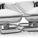 Towle Living Modernist Chrome-Plated Double 1-1/2-Quart Oblong Bake and Serve Warmer