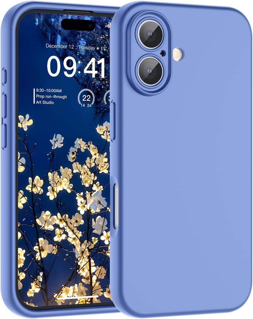 SUPFINE Designed for iPhone 16 Case,Premium Liquid Silicone with [Soft Anti-Scratch Microfiber Lining][Upgraded Camera Protection] Slim Shockproof Protective Phone Case for Men Women Girls,Periwinkle