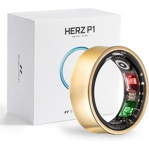 Herz P1 Smart Ring for Women & Men - (Size 6) 24/7 Health Metrics Fitness Ring, Tracks 20+ Biometrics, 6 Day Battery Life, Waterproof Stainless Steel, Free APP for iOS Android, No Subscription (Gold)