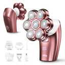 Electric Razors for Women Legs: 5-in-1 Rechargeable Body Shaver, 7D Wet & Dry Body Trimmer, IPX7 Waterproof Lady Hair Remover for Face Underarms Pubic, Light Pink