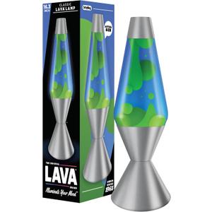 Lava The Original Lamp - 16.3" Emerald Tide – Classic Liquid Motion Lamp - Yellow Wax and Blue Liquid - Item #5139 