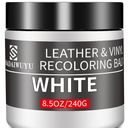 Leather Recoloring Balm,8.5oz Leather Color Restorer,White Leather Repair kit for Furniture and Car Interior,Leather Couch Scratch Repair,Leather Dye Paint for Faded,Cracked and Damaged Leather
