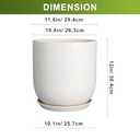 Plant Pot 12 inch - Ceramic Pot for Plants Indoor Outdoor Large Planter Pot with Drainage Hole and Saucer Mid-Century Modern Flower Pot Cylinder White