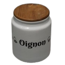 Large Ceramic Garlic Keeper for Counter, Garlic Holder Storage with Wooden Lid, 5.2 inch Garlic Saver to Keep Your Garlic Cloves Fresh Longer, Garlic Container, Garlic Jar for Kitchen, White