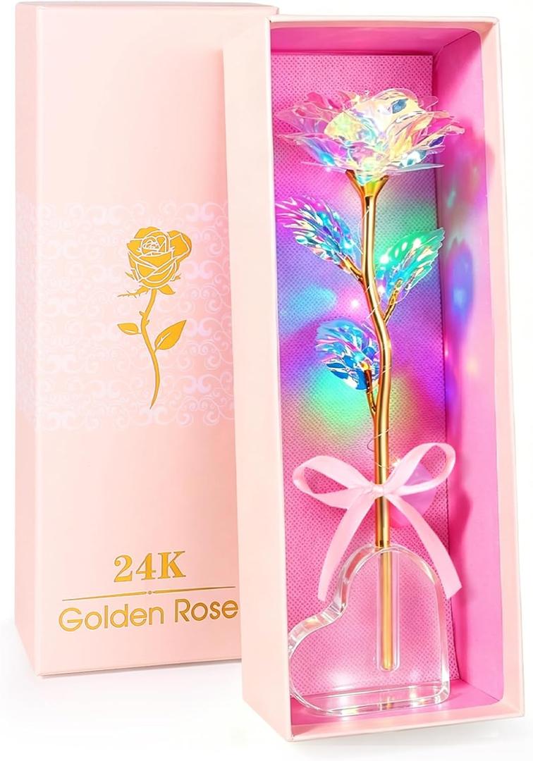 Mothers Day Mom Gifts for Women Grandma, Artificial Forever Birthday Flowers Galaxy Glass Eternal Roses with Heart Shaped Crystal Vase, Mother's Day Anniversary Wedding Rose Gifts for Wife Sister