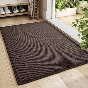 Color&Geometry Front Door Mat Indoor Entrance, 19.5"x35.5" Standard-Sized Inside Doormat for Entryway Non Slip, Dirt Trapper Absorbent Entry Rug Washable, Brown (Rolled-up NO Creases)