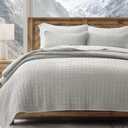 EverGrace Stonewashed 100% Natural Cotton Waffle Quilt Set Queen Size 3 Pieces, Durable, Textured & Substantial Bedding, Quilted Coverlet Bedspread with 2 Shams for All Seasons, Misty Gray