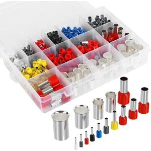 600PCS Wire Ferrule Kit Copper Crimp Terminals Insulated Pin Cord End Connectors AWG(22 20 18 16 14 12 10 7 5 4 2 1/0 2/0 3/0) Gauge
