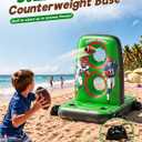 Inflatable Football Toss Game for Pool Floating Water Football Target with 4 Balls & 2 Pumps, Stable Base Outdoor Backyard & Beach Games Summer Pool Party Game for Kids, Teen & Adults