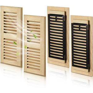 4 Pcs Red Oak Wood Floor Register with Damper, 4 x 10 Inch Drop in Vent Cover Surface Mount Vent, Unfinished