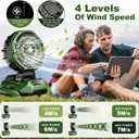 Portable Misting Fan with 25L Bucket, 30000mAh Rechargeable Battery Powered, 12Hrs Mist Rechargeable Fans, 4 Strong Winds, 4 Spray Mister, 3 Lighting Settings for Outdoor, Camping, Patios (Green)