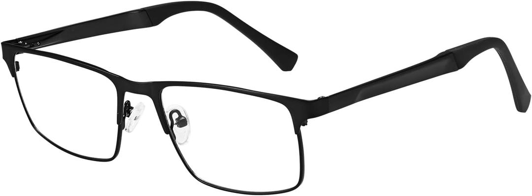 Dollger Blue Light Blocking Glasses for Men Computer Gaming Glasses Rectangle Metal Frame Anti Eyestrain Eye Protection (C1:black)