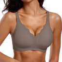 Vertvie Womens Seamless Bras No Underwire Supportive Wireless Push Up Full Coverage Bralette Comfort Scalloped T-Shirt Bra M