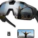 Smart Camera Glasses for Action Sports, HD Video Recording Glasses with 64GB Memory, Action Audio Camera Sunglasses for Men Women Outdoor (Black)