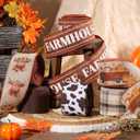LaRibbons Fall Burlap Plaid Ribbon Wired 2 1/2" x 6 Yards 6 Rolls, Harvest Farm Ribbon for Autumn Wreath Thanksgiving Christmas Farm Gift Wrapping Home Decor