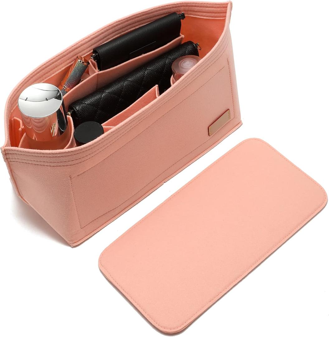 Doxo Purse Organizer Insert Handbags &Tote Felt Bag Fit for LV Speedy 30 and Never full MM (Pink-Large-Combination)