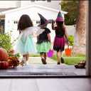 Zcaukya 3 Pack Halloween Buckets, Halloween Plastic Candy Pails, Portable Plastic Candy Trick or Treat Basket for Halloween Party Supplies, Orange Purple Green