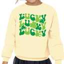 BesserBay Girls St. Patrick’s Day Clover Shamrock Sweatshirts Lucky Irish Long Sleeve Pullover Sweater (Yellow, S)