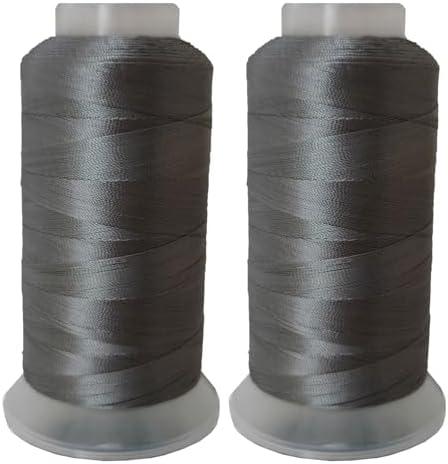 Polyester Thread Heavy Duty Bonded UV Resistant Outdoor Thread #69 T70 Size 210D/3Ply for Marine Upholstery, Leather, Sewing Crafts, 3000Yards Pack of 2 (Grey)